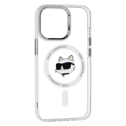 Husa MagSafe pentru Apple iPhone 13 Pro, Karl Lagerfeld, IML Metal Choupette's Head, Alba
