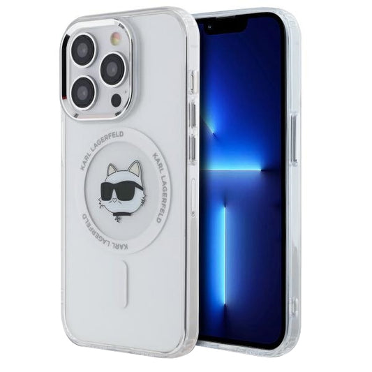 Husa MagSafe pentru Apple iPhone 13 Pro Max, Karl Lagerfeld, IML Metal Choupette's Head, Alba
