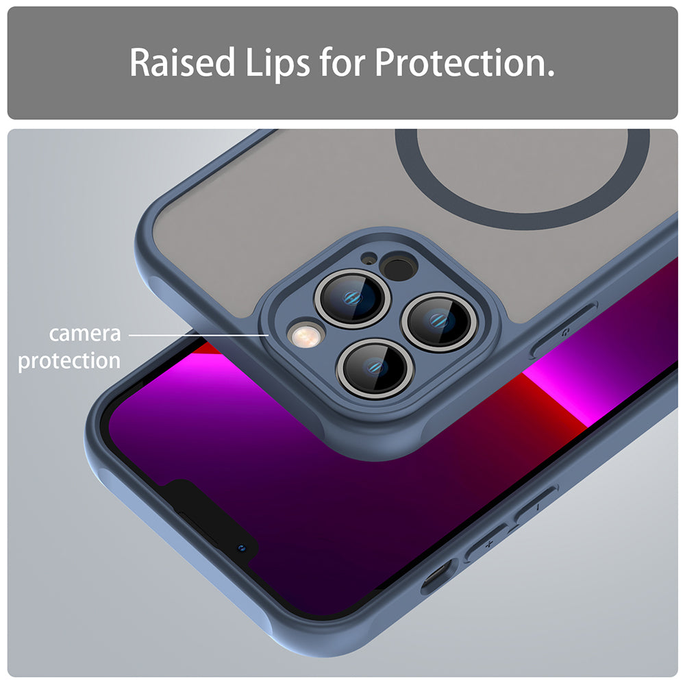 Husa MagSafe pentru Apple iPhone 13 Pro Max, Techsuit, HaloFrost II, Bleumarin
