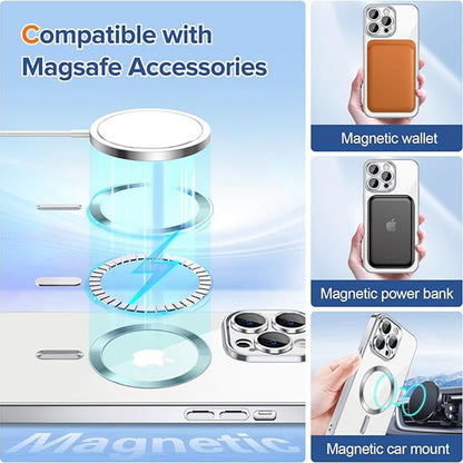 Husa MagSafe pentru Apple iPhone 13 Pro Max, Techsuit, Luxury Crystal, Argintie