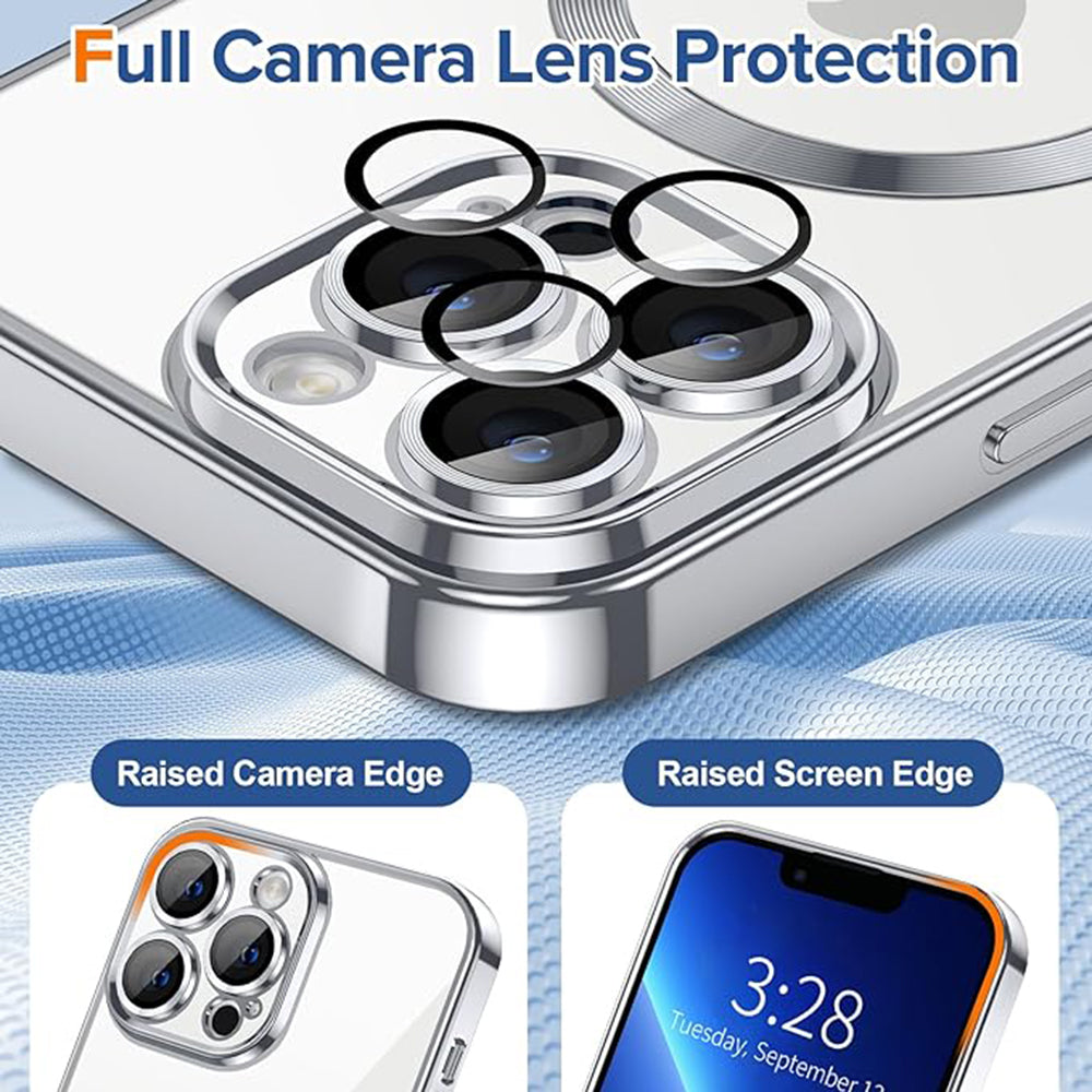 Husa MagSafe pentru Apple iPhone 13 Pro Max, Techsuit, Luxury Crystal, Argintie
