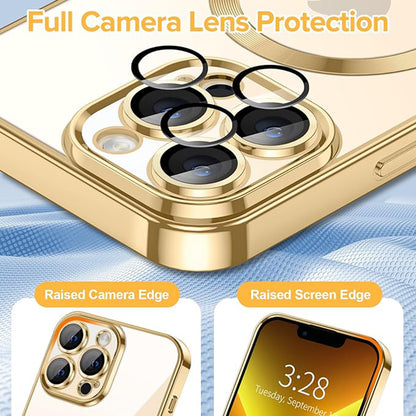 Husa MagSafe pentru Apple iPhone 13 Pro Max, Techsuit, Luxury Crystal, Aurie