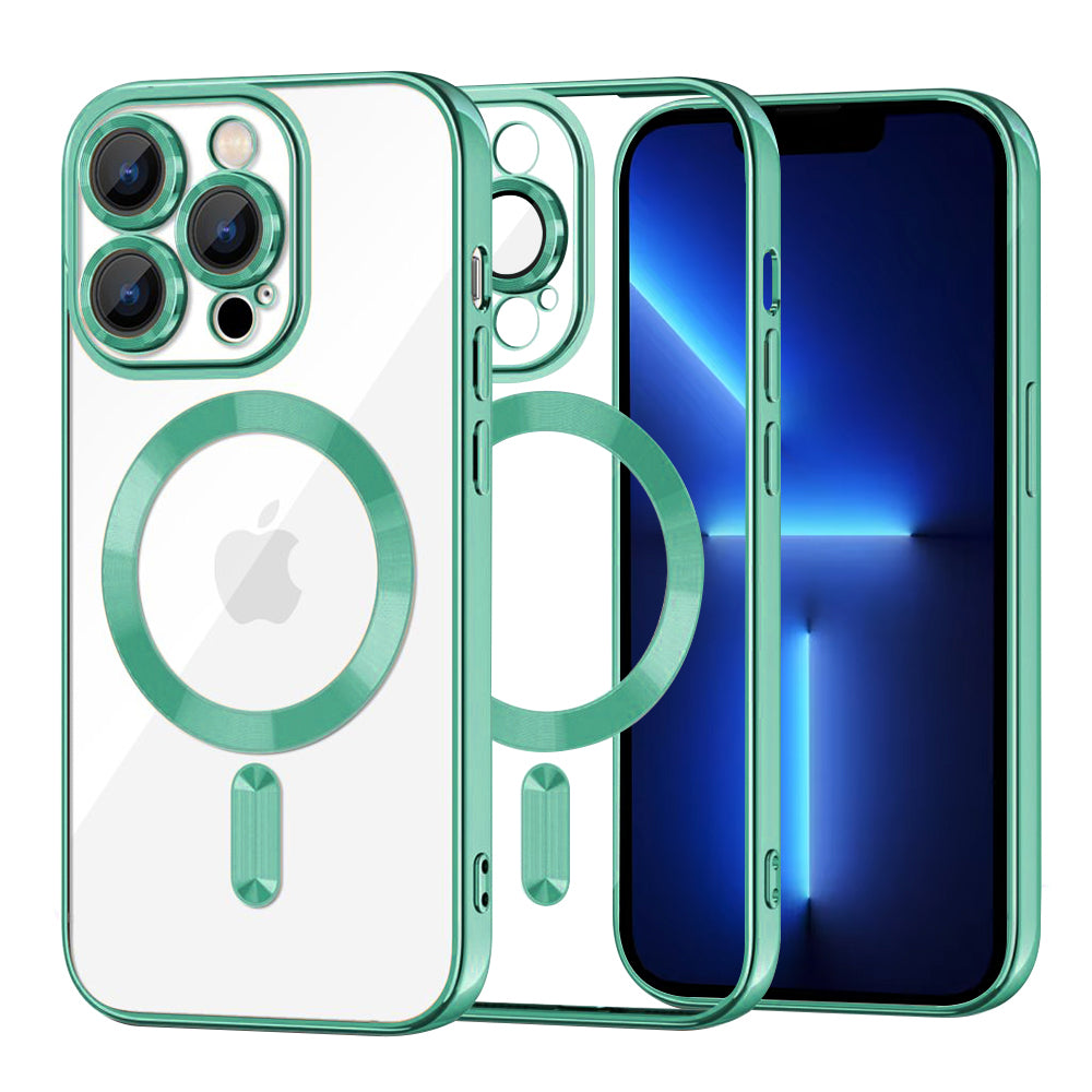 Husa MagSafe pentru Apple iPhone 13 Pro Max, Techsuit, Luxury Crystal, Verde Deschis