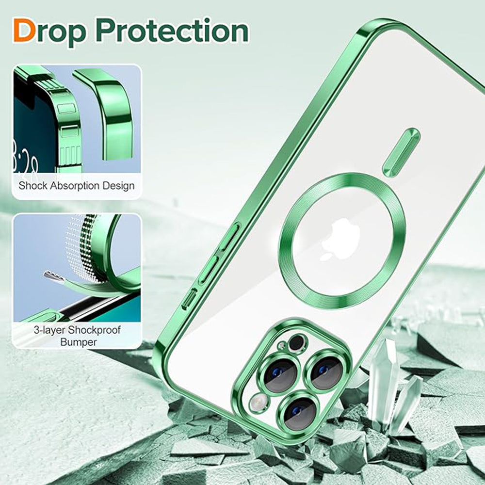 Husa MagSafe pentru Apple iPhone 13 Pro Max, Techsuit, Luxury Crystal, Verde Deschis