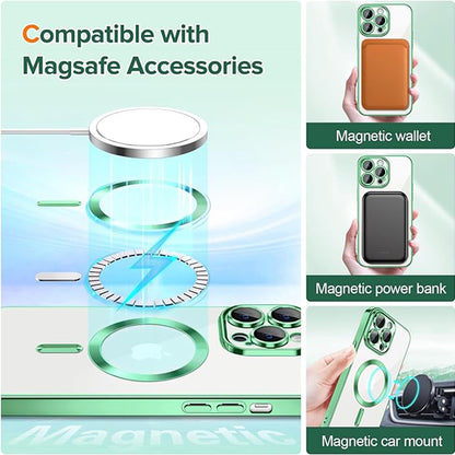 Husa MagSafe pentru Apple iPhone 13 Pro Max, Techsuit, Luxury Crystal, Verde Deschis