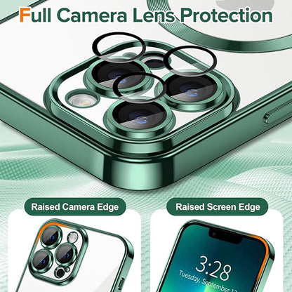 Husa MagSafe pentru Apple iPhone 13 Pro Max, Techsuit, Luxury Crystal, Verde Inchis