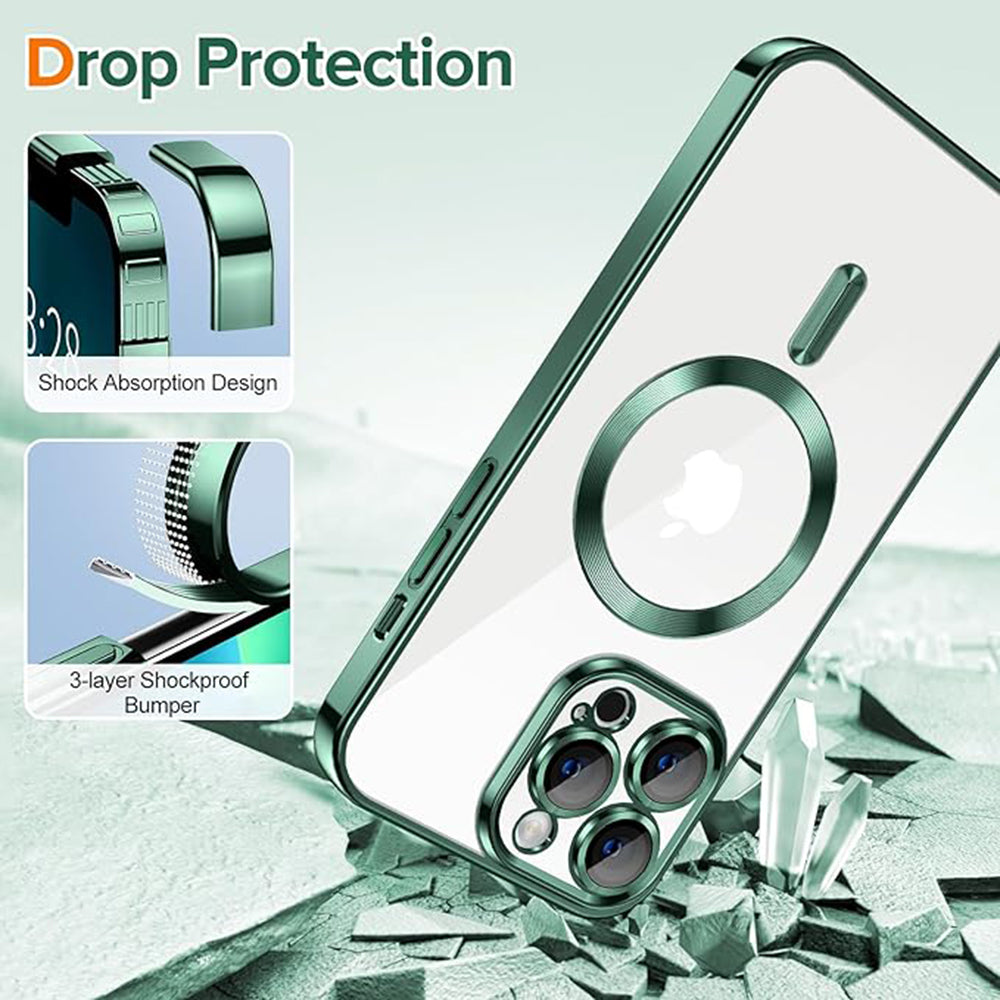Husa MagSafe pentru Apple iPhone 13 Pro Max, Techsuit, Luxury Crystal, Verde Inchis