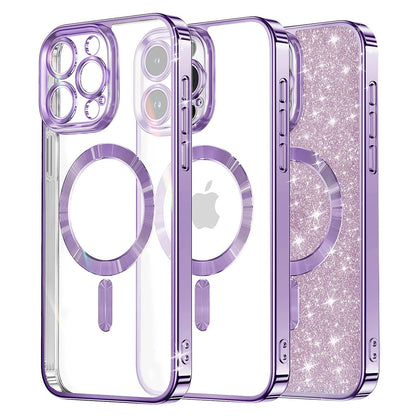 Husa MagSafe pentru Apple iPhone 13 Pro Max, Techsuit, Luxury Glitter, Mov Deschis