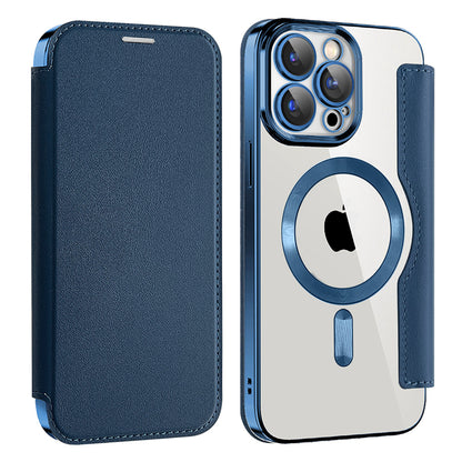Husa MagSafe pentru Apple iPhone 13 Pro Max, Techsuit, SmartMag Book, Albastra