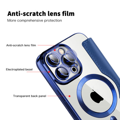 Husa MagSafe pentru Apple iPhone 13 Pro Max, Techsuit, SmartMag Book, Albastra