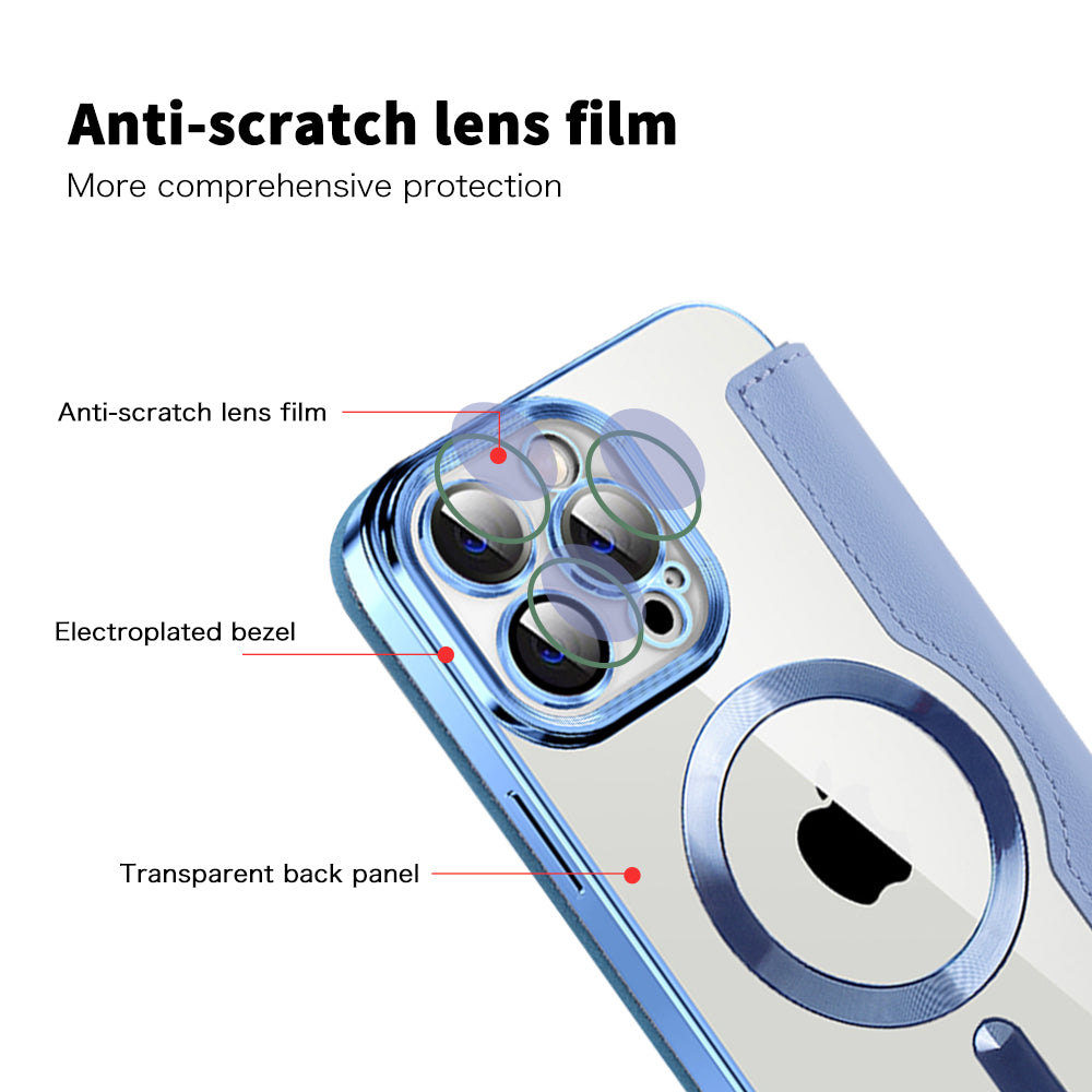 Husa MagSafe pentru Apple iPhone 13 Pro Max, Techsuit, SmartMag Book, Bleu