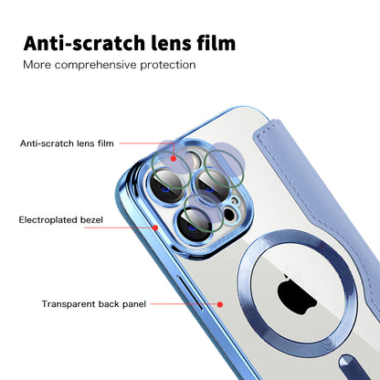Husa MagSafe pentru Apple iPhone 13 Pro Max, Techsuit, SmartMag Book, Bleu