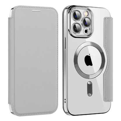 Husa MagSafe pentru Apple iPhone 13 Pro Max, Techsuit, SmartMag Book, Gri
