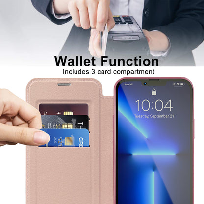 Husa MagSafe pentru Apple iPhone 13 Pro Max, Techsuit, SmartMag Book, Roz