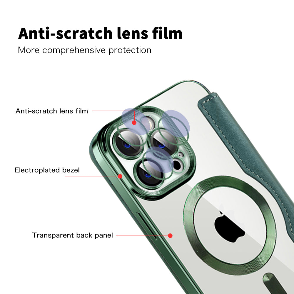 Husa MagSafe pentru Apple iPhone 13 Pro Max, Techsuit, SmartMag Book, Verde