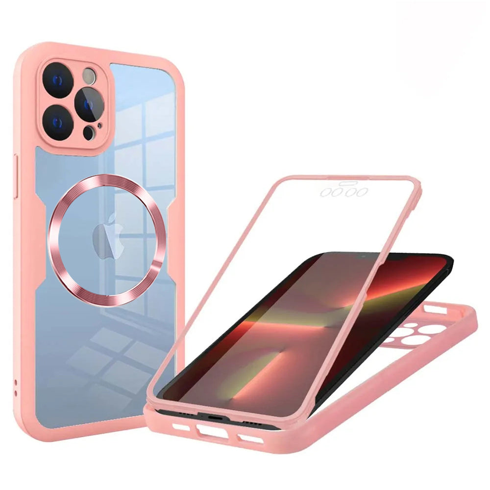 Husa MagSafe pentru Apple iPhone 13 Pro, Techsuit, ColorVerse 360, Roz
