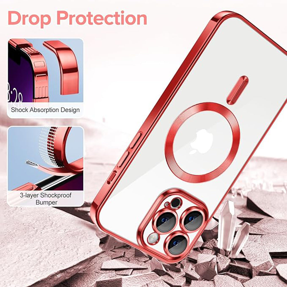 Husa MagSafe pentru Apple iPhone 13 Pro, Techsuit, Luxury Crystal, Rosie