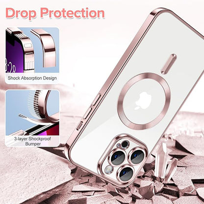 Husa MagSafe pentru Apple iPhone 13 Pro, Techsuit, Luxury Crystal, Roz