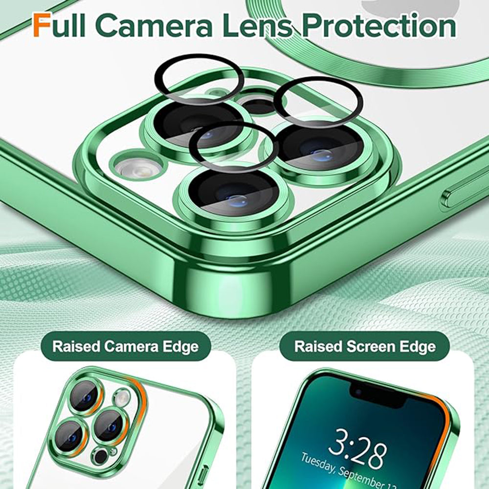 Husa MagSafe pentru Apple iPhone 13 Pro, Techsuit, Luxury Crystal, Verde Deschis