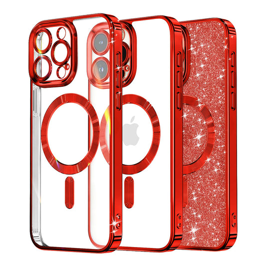 Husa MagSafe pentru Apple iPhone 13 Pro, Techsuit, Luxury Glitter, Rosie