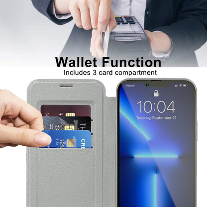 Husa MagSafe pentru Apple iPhone 13 Pro, Techsuit, SmartMag Book, Gri