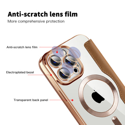 Husa MagSafe pentru Apple iPhone 13 Pro, Techsuit, SmartMag Book, Maro