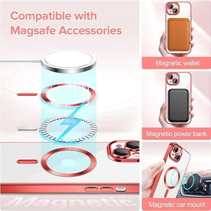 Husa MagSafe pentru Apple iPhone 13, Techsuit, Luxury Crystal, Rosie
