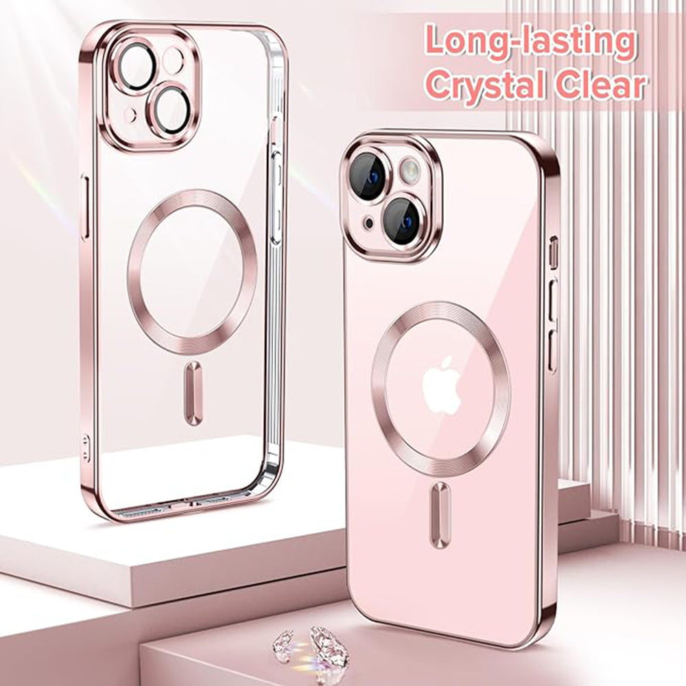 Husa MagSafe pentru Apple iPhone 13, Techsuit, Luxury Crystal, Roz