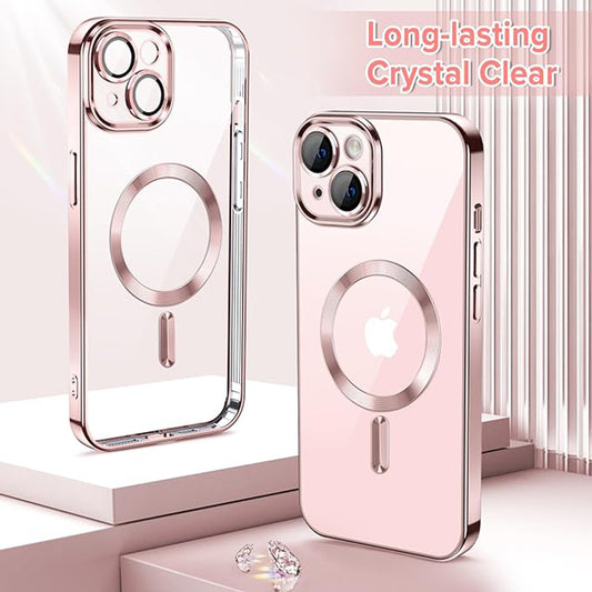 Husa MagSafe pentru Apple iPhone 13, Techsuit, Luxury Crystal, Roz