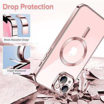 Husa MagSafe pentru Apple iPhone 13, Techsuit, Luxury Crystal, Roz