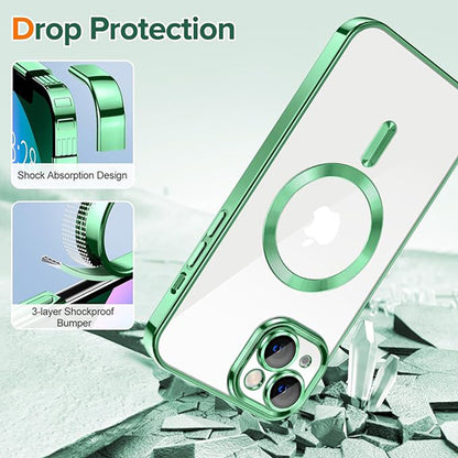 Husa MagSafe pentru Apple iPhone 13, Techsuit, Luxury Crystal, Verde Deschis