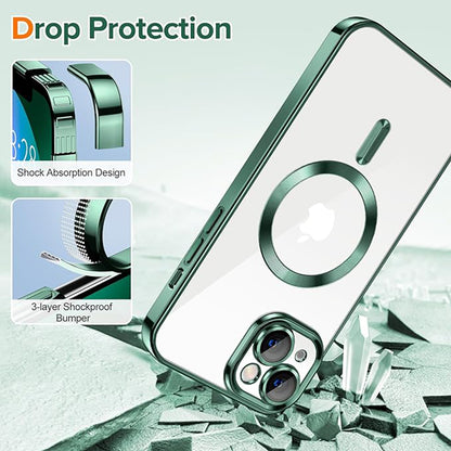 Husa MagSafe pentru Apple iPhone 13, Techsuit, Luxury Crystal, Verde Inchis