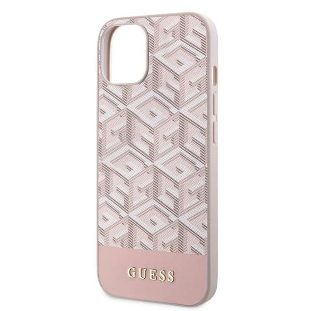 Husa MagSafe pentru Apple iPhone 14, Guess, GCube Stripes, Roz