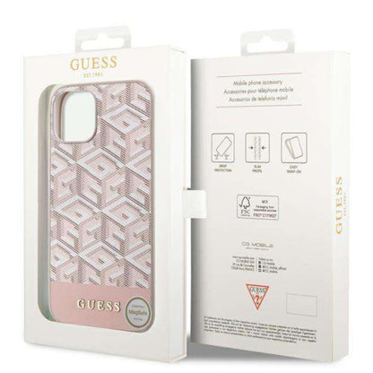 Husa MagSafe pentru Apple iPhone 14, Guess, GCube Stripes, Roz
