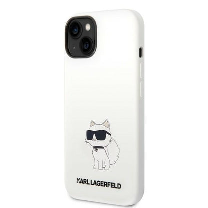Husa MagSafe pentru Apple iPhone 14 Plus, Karl Lagerfeld, Silicone Choupette, Alba