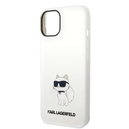 Husa MagSafe pentru Apple iPhone 14 Plus, Karl Lagerfeld, Silicone Choupette, Alba