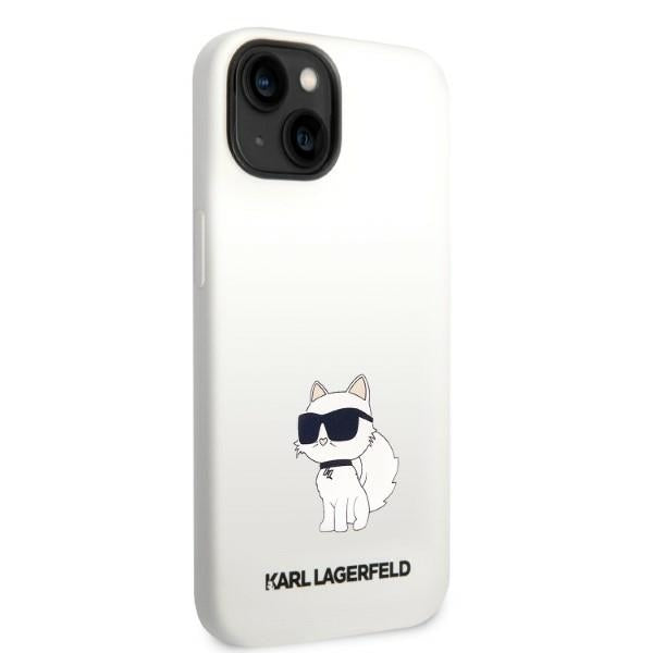 Husa MagSafe pentru Apple iPhone 14 Plus, Karl Lagerfeld, Silicone Choupette, Alba
