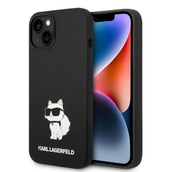 Husa MagSafe pentru Apple iPhone 14 Plus, Karl Lagerfeld, Silicone Choupette, Neagra