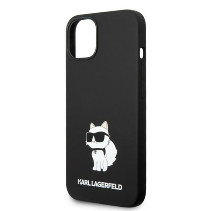 Husa MagSafe pentru Apple iPhone 14 Plus, Karl Lagerfeld, Silicone Choupette, Neagra