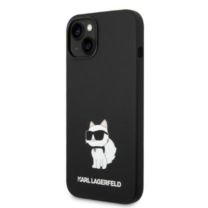 Husa MagSafe pentru Apple iPhone 14 Plus, Karl Lagerfeld, Silicone Choupette, Neagra