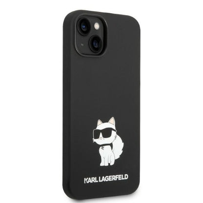 Husa MagSafe pentru Apple iPhone 14 Plus, Karl Lagerfeld, Silicone Choupette, Neagra