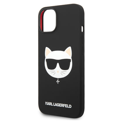 Husa MagSafe pentru Apple iPhone 14 Plus, Karl Lagerfeld, Silicone Choupette's Head, Neagra