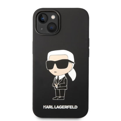 Husa MagSafe pentru Apple iPhone 14 Plus, Karl Lagerfeld, Silicone Ikonik Karl, Neagra