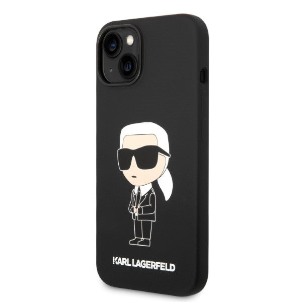Husa MagSafe pentru Apple iPhone 14 Plus, Karl Lagerfeld, Silicone Ikonik Karl, Neagra