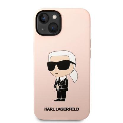 Husa MagSafe pentru Apple iPhone 14 Plus, Karl Lagerfeld, Silicone Ikonik Karl, Roz