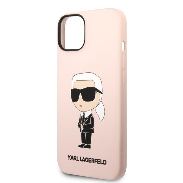 Husa MagSafe pentru Apple iPhone 14 Plus, Karl Lagerfeld, Silicone Ikonik Karl, Roz