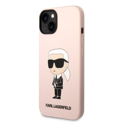 Husa MagSafe pentru Apple iPhone 14 Plus, Karl Lagerfeld, Silicone Ikonik Karl, Roz