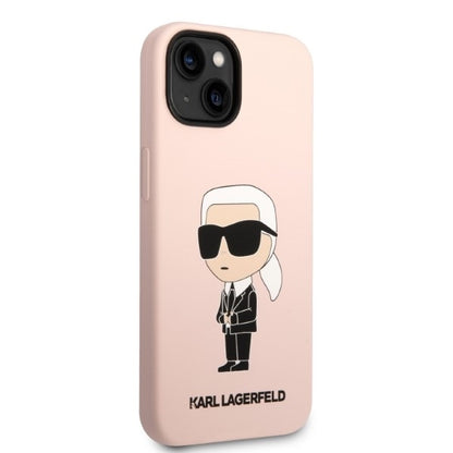 Husa MagSafe pentru Apple iPhone 14 Plus, Karl Lagerfeld, Silicone Ikonik Karl, Roz