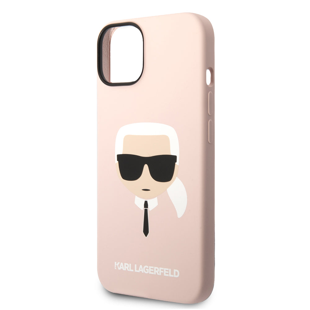 Husa MagSafe pentru Apple iPhone 14 Plus, Karl Lagerfeld, Silicone Karl's Head, Roz