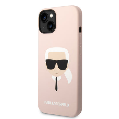 Husa MagSafe pentru Apple iPhone 14 Plus, Karl Lagerfeld, Silicone Karl's Head, Roz